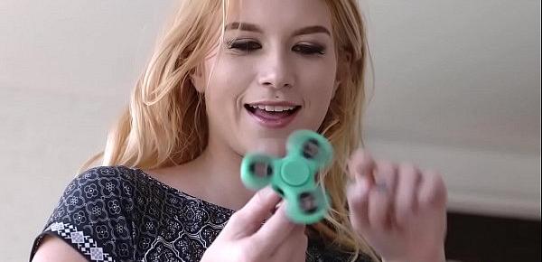  Petite teen babe fucked with a fidget spinner buttplug